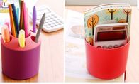 cute &simple mult-function silicone/rubber/ plastic desk pen & brush holders&container box