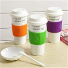 ceramic coffee cup with silicone Lid covers with custom logos for promotion