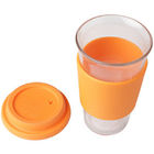 new designed fashion glass cup wit silicone lip covers &covers around with custom logos