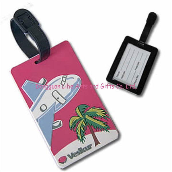 OEM custom square shape plastic/silicone/rubber luggage tag with pictures